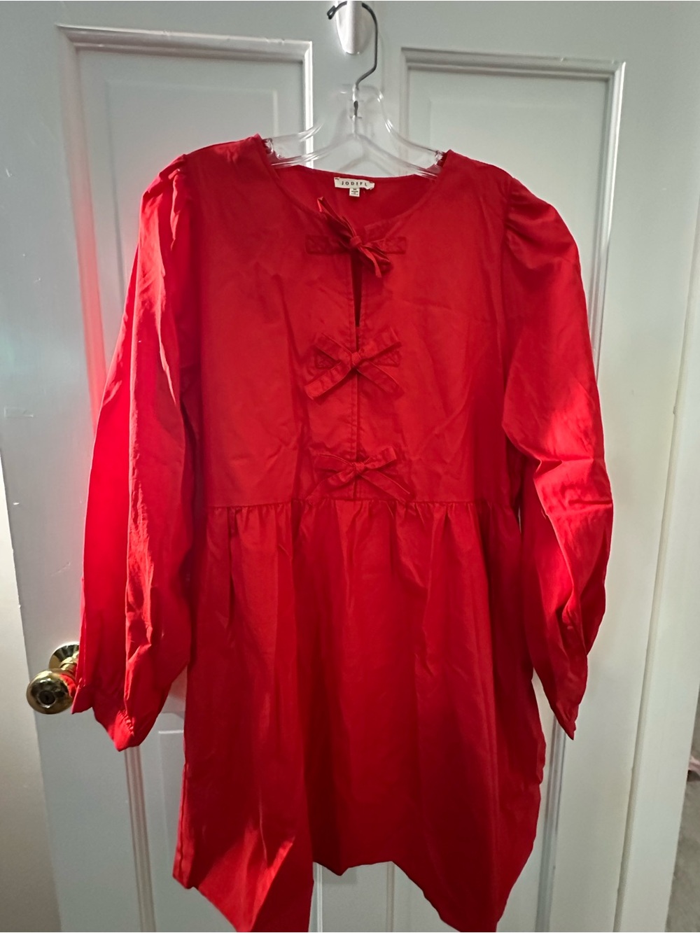 Jodiful Red Bow-Front Tunic Dress